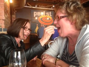 Gill and Kate with lipstick